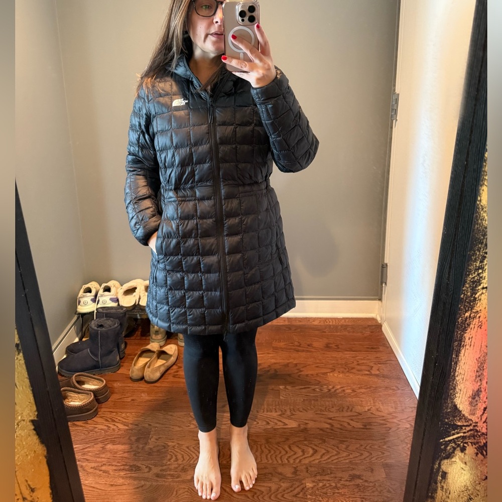 The North Face Black Quilted Mid-Length Puffer Coat